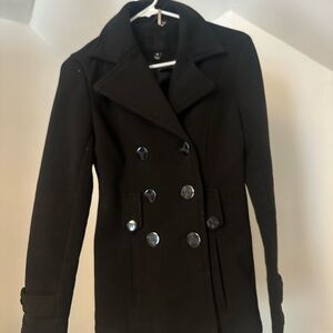 Women's Black Double-Breasted Coat
